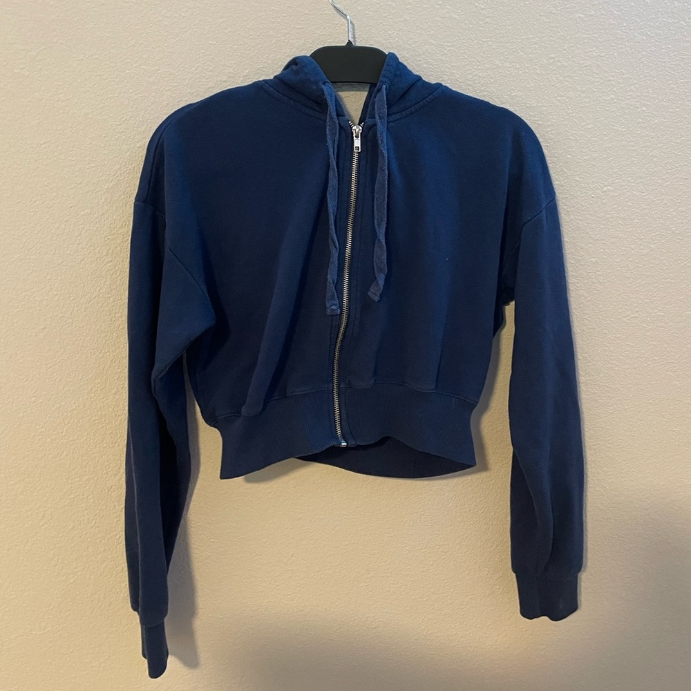 Forever 21 Navy Blue Cropped Zip-up